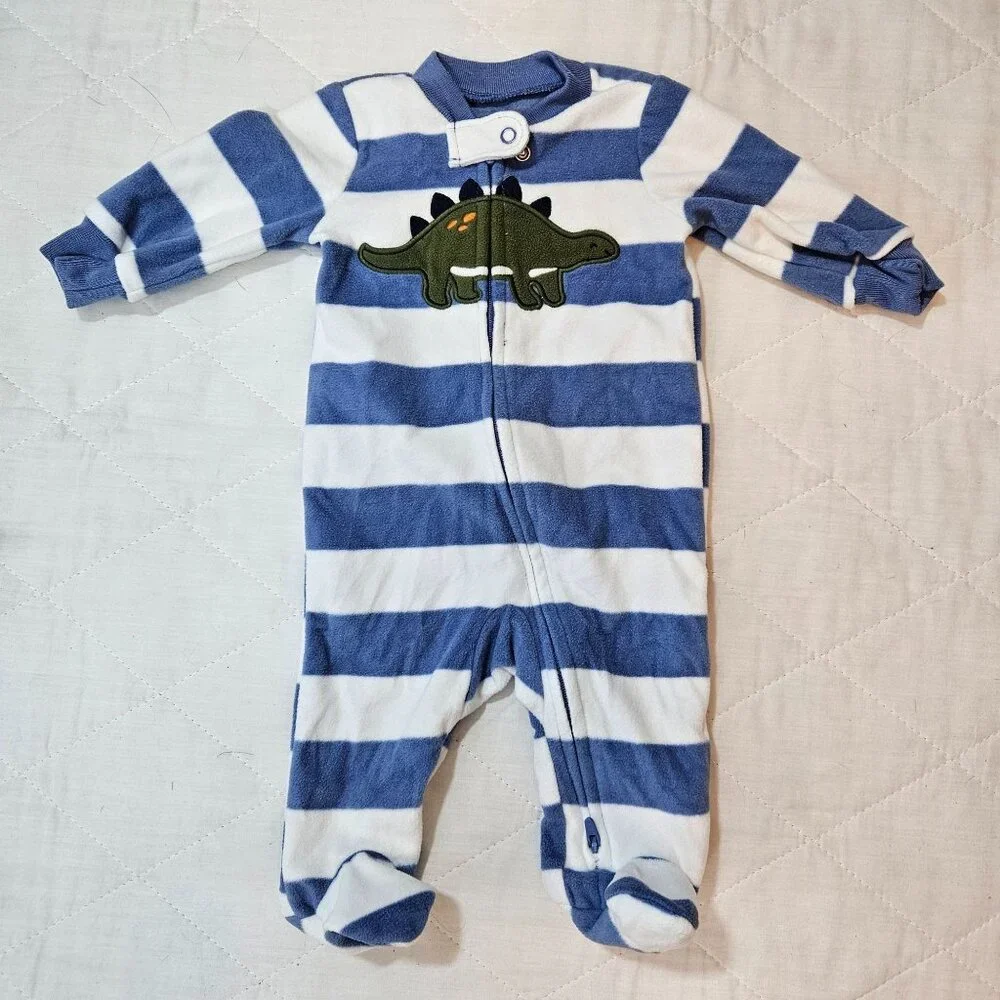 Carters Baby Boy Footed Sleepers Pajamas Play Suits Sz 3M Lot of 3‎ Zip-Up
